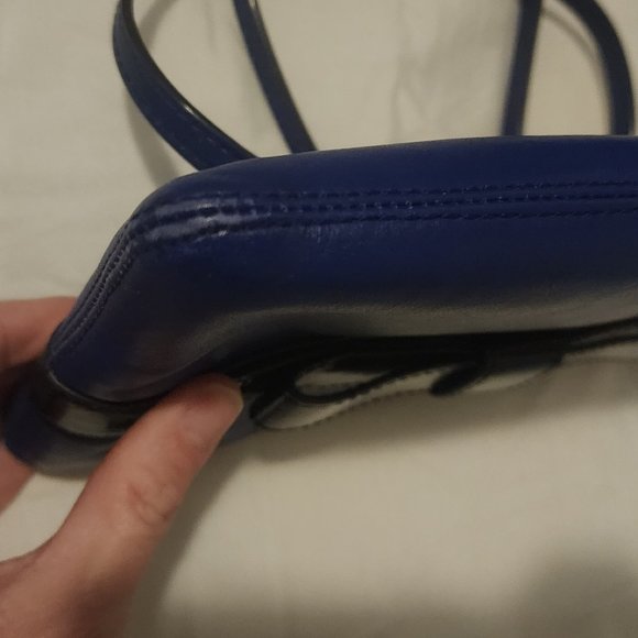 Kate Spade Janelle Cobalt Blue w/ Black Patent Leather Bow Crossbody - Picture 3 of 8